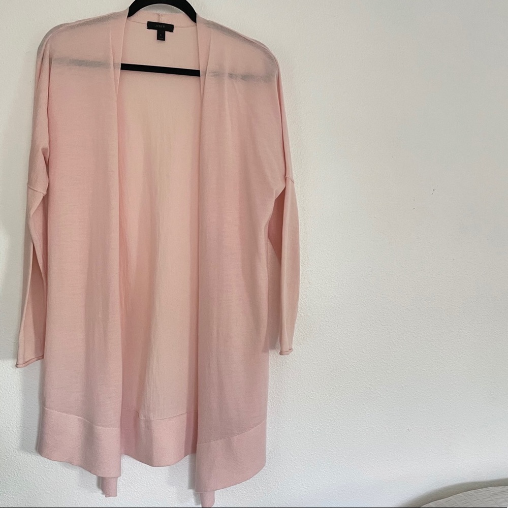 J. Crew Baby Pink Merino Wool Long Open Cardigan